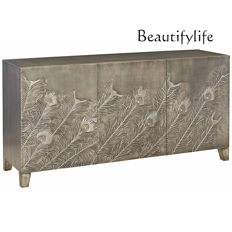 American light luxury solid wood dining side cabinet, post-modern simple wood porch cabinet, living room retro carved storage 
American light luxury solid wood dining side cabinet, post-modern simple wood porch cabinet, living room retro carved storage