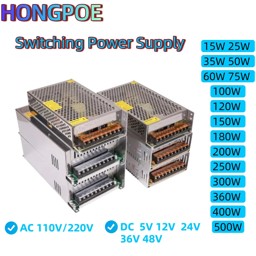 15W-500W Импульсный источник питания переменного тока 110V 220V to DC 5V 12V 24V 36V 48V 2A 5A 10A 15A 20A 30A Трансформаторный драйвер переключателя светодиодной ленты
15W-500W Импульсный источник питания переменного тока 110V 220V to DC 5V 12V 24V 36V 48V 2A 5A 10A 15A 20A 30A Трансформаторный драйвер переключателя светодиодной ленты
