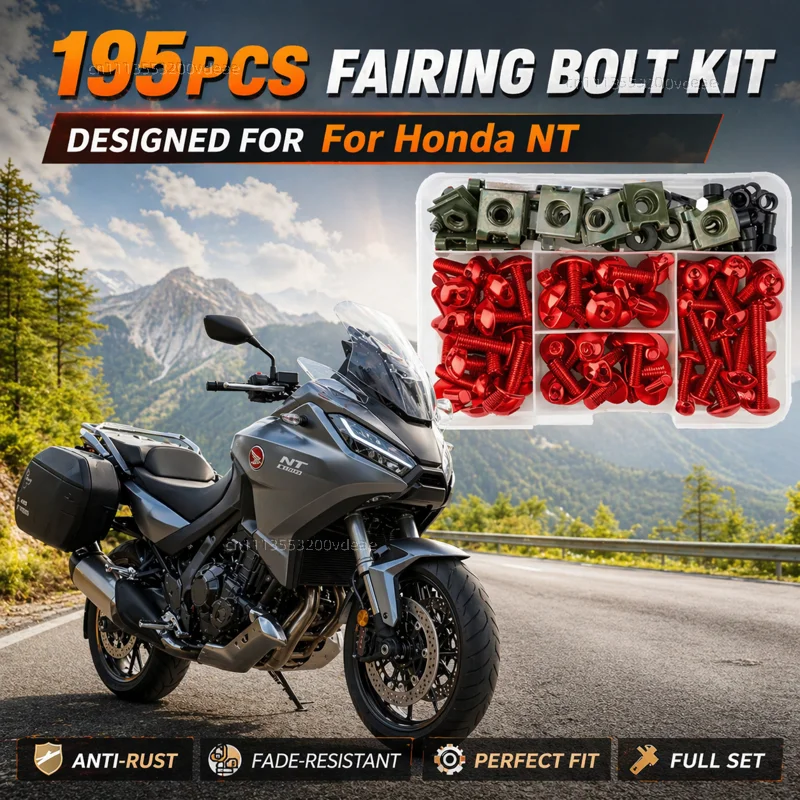 195Pcs Motorcycle Fairing Bolt Screws Kit Nut Clips For Honda NT1100 NT 1100 2022 2023 CNC Fastener Hardware Bodywork Repair Set
195Pcs Motorcycle Fairing Bolt Screws Kit Nut Clips For Honda NT1100 NT 1100 2022 2023 CNC Fastener Hardware Bodywork Repair Set