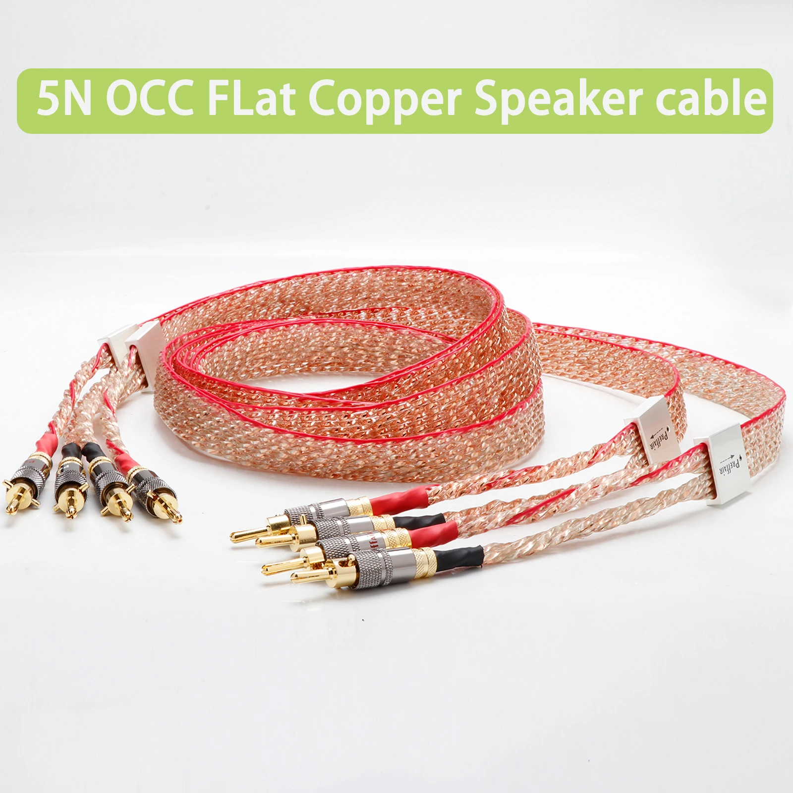 Pair 5N OCC Flat Copper Speaker Cable Hifi Speaker Wire Silver Plated Loudspeaker Cable Gold Plated self Locking Banana Plug
Pair 5N OCC Flat Copper Speaker Cable Hifi Speaker Wire Silver Plated Loudspeaker Cable Gold Plated self Locking Banana Plug