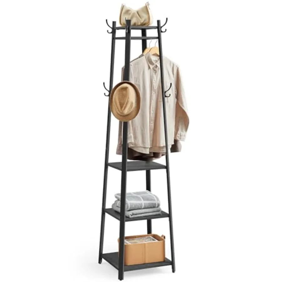 Coat Rack, Coat Stand with 3 Shelves, Hall Tree Free Standing with Hooks for Scarves, Bags, Umbrellas, Steel Frame, Industrial
Coat Rack, Coat Stand with 3 Shelves, Hall Tree Free Standing with Hooks for Scarves, Bags, Umbrellas, Steel Frame, Industrial