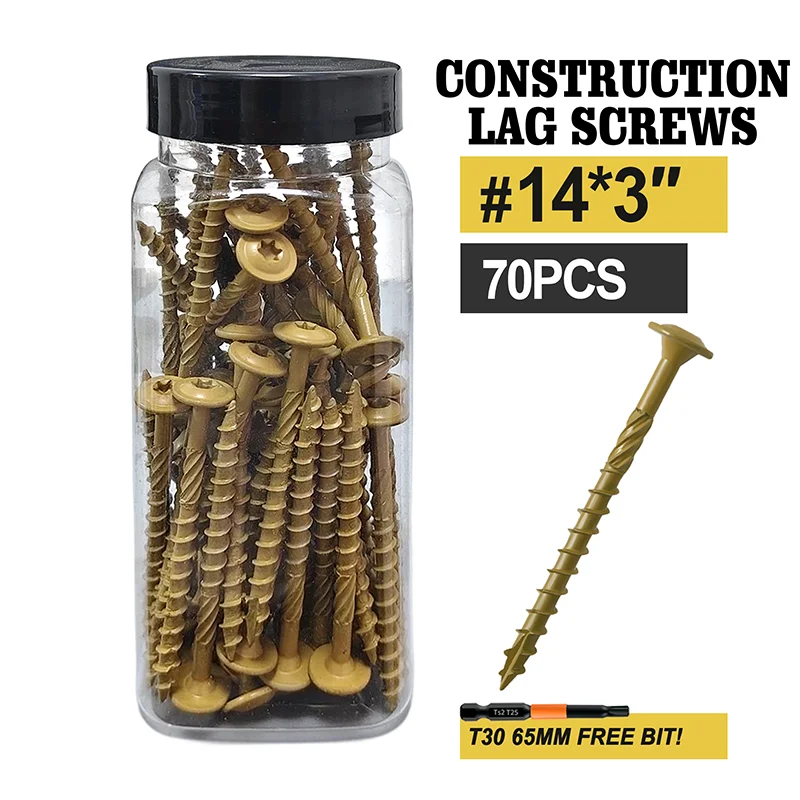 VKKM Self-Tapping Wood Screws #14×3, 70/100 Pieces, T25 Star Drive, Outdoor Deck Screws, with Epoxy Coating
VKKM Self-Tapping Wood Screws #14×3, 70/100 Pieces, T25 Star Drive, Outdoor Deck Screws, with Epoxy Coating