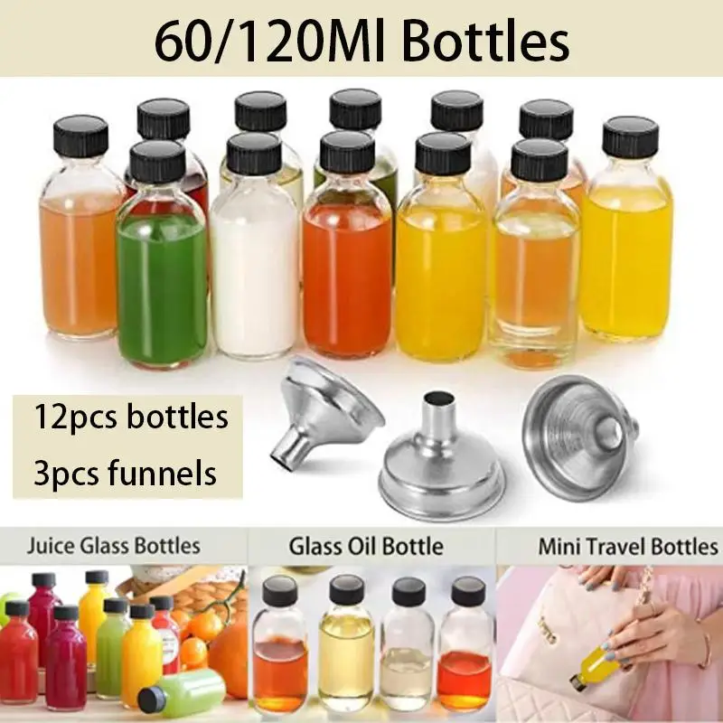12Pc Glass Bottles With Lids & 3 Funnels - 60/120Ml Bottles 2/4 Oz Clear For Juice Ginge
12Pc Glass Bottles With Lids & 3 Funnels - 60/120Ml Bottles 2/4 Oz Clear For Juice Ginge