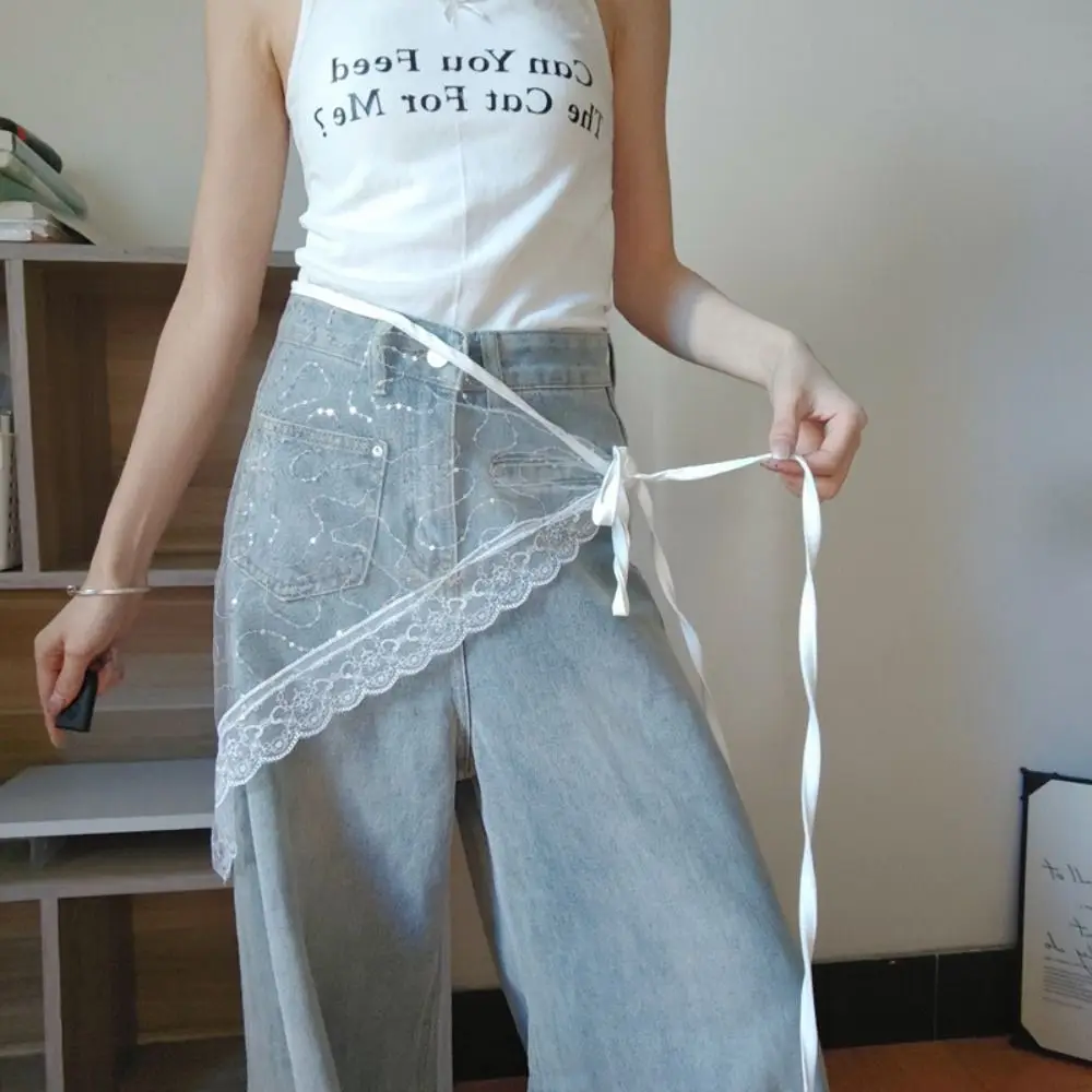 Sweet Korean Style Lace Mini Skirt Triangle Gauze Sequins Half Skirt Thin Cummerbund Dress Jeans Belt Streetwear
Sweet Korean Style Lace Mini Skirt Triangle Gauze Sequins Half Skirt Thin Cummerbund Dress Jeans Belt Streetwear