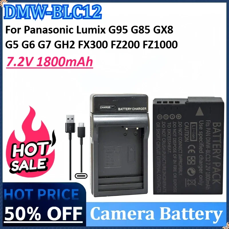 Новый аккумулятор для камеры DMW-BLC12 7,2 В, 1800 мАч с зарядным устройством USBType-C для Panasonic Lumix G95 G85 GX8 G5 G6 G7 GH2 FX300 FZ200 FZ1000
Новый аккумулятор для камеры DMW-BLC12 7,2 В, 1800 мАч с зарядным устройством USBType-C для Panasonic Lumix G95 G85 GX8 G5 G6 G7 GH2 FX300 FZ200 FZ1000