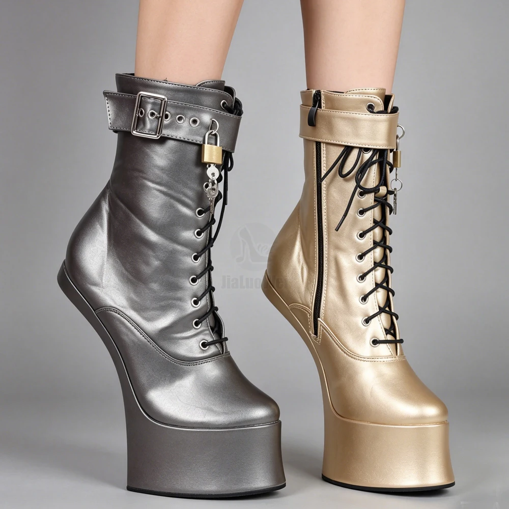 18CM Extreme High Heel Platform Cosplay Ankle Boots Padlock Size36-46
18CM Extreme High Heel Platform Cosplay Ankle Boots Padlock Size36-46