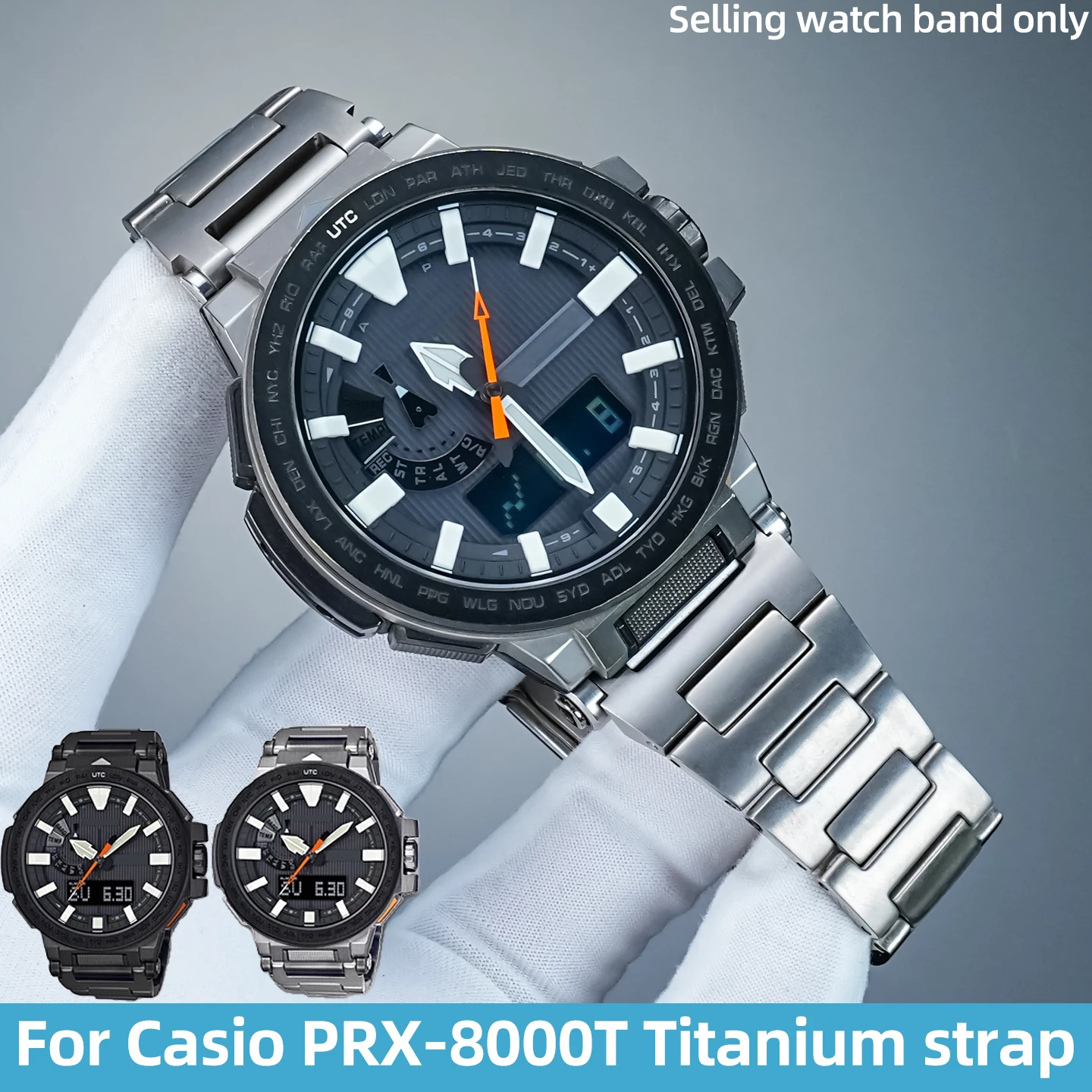 Ремешок из титанового сплава для Casio Protrek серии 5470 PRX-8000T/YT/GT, мужской металлический ремешок для часов PRX-8000, детали браслета для альпинизма
Ремешок из титанового сплава для Casio Protrek серии 5470 PRX-8000T/YT/GT, мужской металлический ремешок для часов PRX-8000, детали браслета для альпинизма