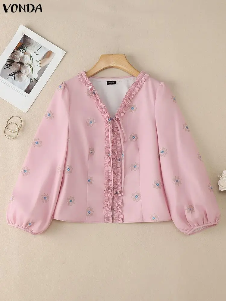 VONDA Women Bohemian Blouse Sexy V-Neck Casual Floral Print Shirts Loose Ruffled Bandage Loose Elegant Office Lady Tunic Tops
VONDA Women Bohemian Blouse Sexy V-Neck Casual Floral Print Shirts Loose Ruffled Bandage Loose Elegant Office Lady Tunic Tops