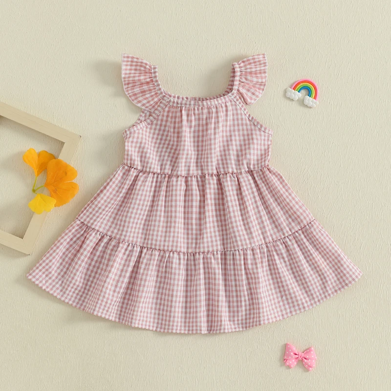 1-6 Years Toddler Little Girl Plaid Dress Flying Sleeve Scoop Neck Tiered Ruffle Dress Casual Summer Clothes
1-6 Years Toddler Little Girl Plaid Dress Flying Sleeve Scoop Neck Tiered Ruffle Dress Casual Summer Clothes