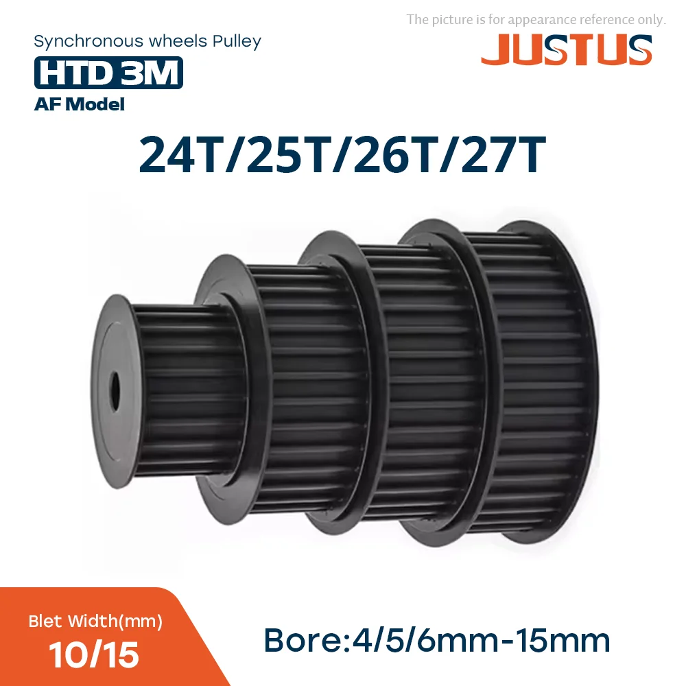 1pc HTD 3M 24T 25T 26T 27T Timing Pulley 45# Steel Synchronous Wheel For 10/15mm Width Belt Bore 5-30mm 24-27 Teeth HTD 3M 
1pc HTD 3M 24T 25T 26T 27T Timing Pulley 45# Steel Synchronous Wheel For 10/15mm Width Belt Bore 5-30mm 24-27 Teeth HTD 3M