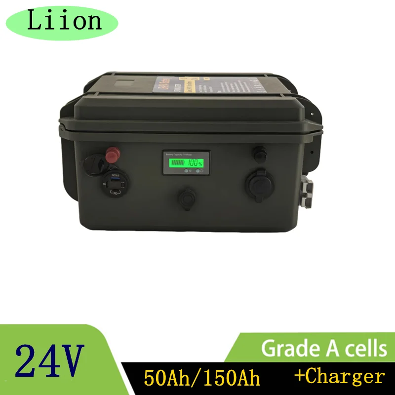 HC_IP67 waterproof 24V 60Ah 80Ah 100Ah 120Ah 150Ah lithium ion battery with BMS for boat thruster solar inverter+10A charger
HC_IP67 waterproof 24V 60Ah 80Ah 100Ah 120Ah 150Ah lithium ion battery with BMS for boat thruster solar inverter+10A charger