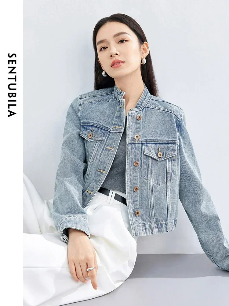 SENTUBILA 100% Cotton Cropped Denim Jacket Women 2025 Spring Autumn Outerwear Stand Collar Washed Jeans Jacket Woman W41W53223
SENTUBILA 100% Cotton Cropped Denim Jacket Women 2025 Spring Autumn Outerwear Stand Collar Washed Jeans Jacket Woman W41W53223