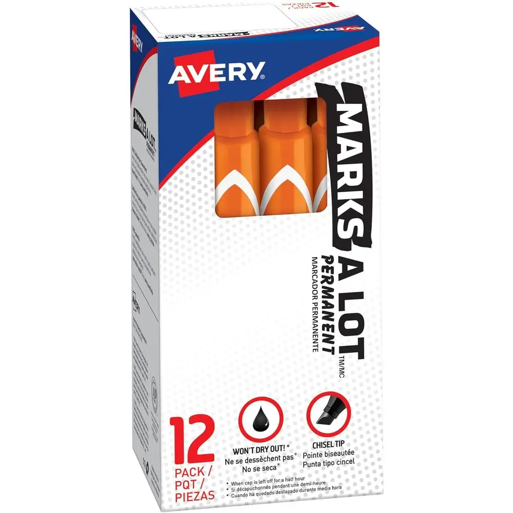Desk-Style Large Chisel Tip Permanent Markers, Water and Wear Resistant, 12 Orange (08883)
Desk-Style Large Chisel Tip Permanent Markers, Water and Wear Resistant, 12 Orange (08883)