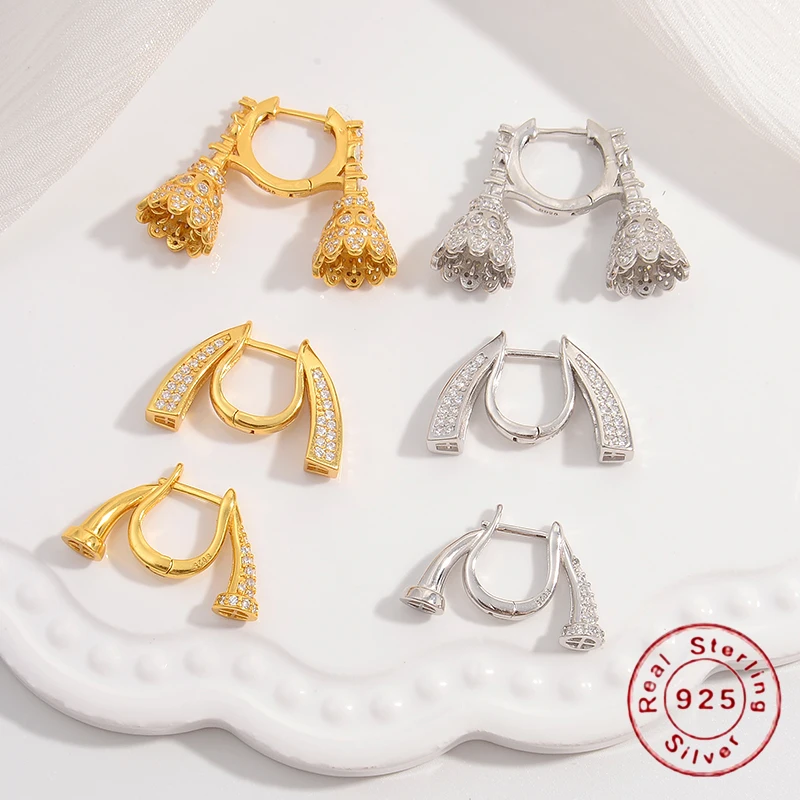 S925 Sterling silver zircor Hoop Earrings women vintage elegant earrings fine jewelry findings SE39
S925 Sterling silver zircor Hoop Earrings women vintage elegant earrings fine jewelry findings SE39