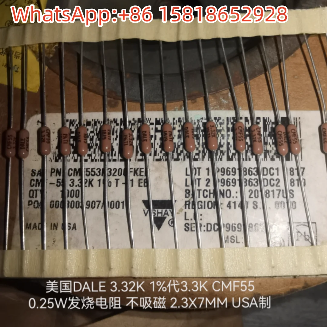 10 шт. DALE 3,32 К 1% может заменить 3,3 К CMF55 0,25 Вт аудиофильское сопротивление 2,3X7 мм.
10 шт. DALE 3,32 К 1% может заменить 3,3 К CMF55 0,25 Вт аудиофильское сопротивление 2,3X7 мм.