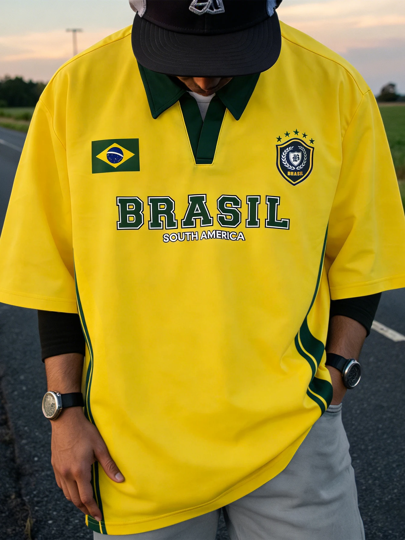 Men's Oversized Retro Brazil Soccer Jersey Polo Shirt Vintage Street Sport Y2K 100 % Polyester Yellow Green S-2XL
Men's Oversized Retro Brazil Soccer Jersey Polo Shirt Vintage Street Sport Y2K 100 % Polyester Yellow Green S-2XL