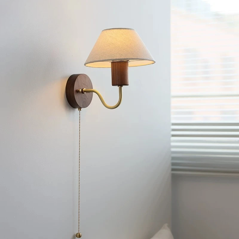 Nordic Walnut Wood Retro Wall Lamps Bedroom Headboard Sconces Living Room Study Homestay Corridor with Pull Switch Wall Lights
Nordic Walnut Wood Retro Wall Lamps Bedroom Headboard Sconces Living Room Study Homestay Corridor with Pull Switch Wall Lights