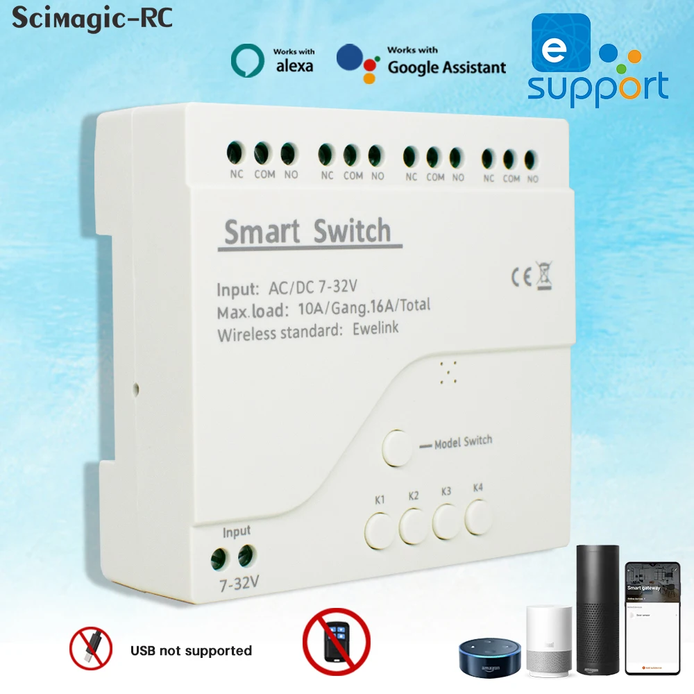 Ewelink 4ch Wireless Remote Control Time Relay Board Switch Module 12v 24v 220v Wifi Smart Light Receiver Work With Alexa
Ewelink 4ch Wireless Remote Control Time Relay Board Switch Module 12v 24v 220v Wifi Smart Light Receiver Work With Alexa