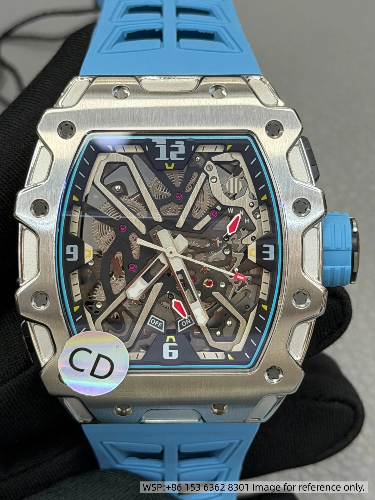 43MM Watch Luxury Style Automatic Self-Wind Mechanical Tonneau Watch Orange Silicone Strap Skeleton Luminous
43MM Watch Luxury Style Automatic Self-Wind Mechanical Tonneau Watch Orange Silicone Strap Skeleton Luminous