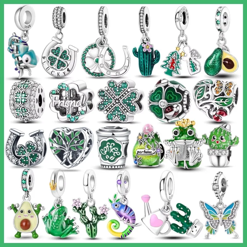 Original 925 sterling silver Green Lucky Horseshoe Clover women's fashion pendant beads suitable for bracelets DIY exquisite
Original 925 sterling silver Green Lucky Horseshoe Clover women's fashion pendant beads suitable for bracelets DIY exquisite