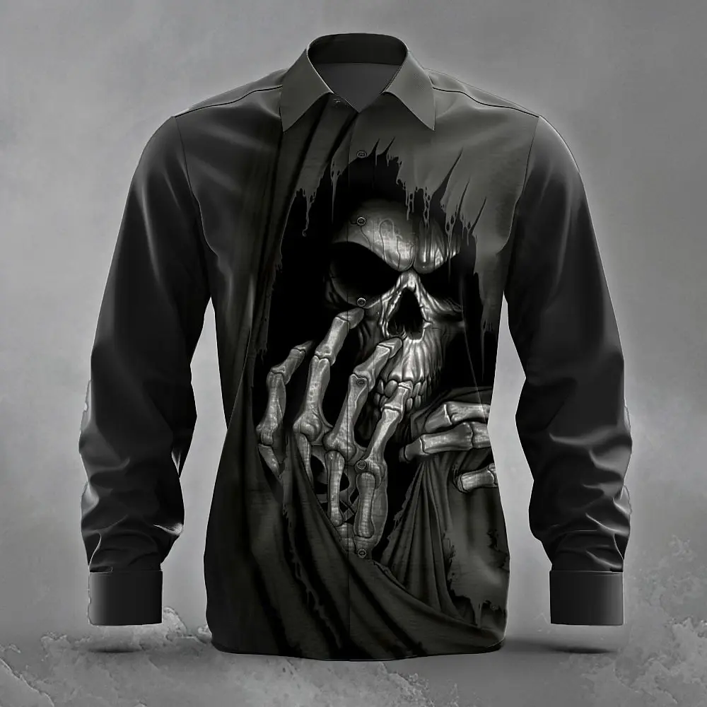 Men's Skull Death Ripped Shirt Button Up Shirt Long Sleeve Dark Punk Gothic Style Streetwear Turndown 3D Print Collared Shirts
Men's Skull Death Ripped Shirt Button Up Shirt Long Sleeve Dark Punk Gothic Style Streetwear Turndown 3D Print Collared Shirts