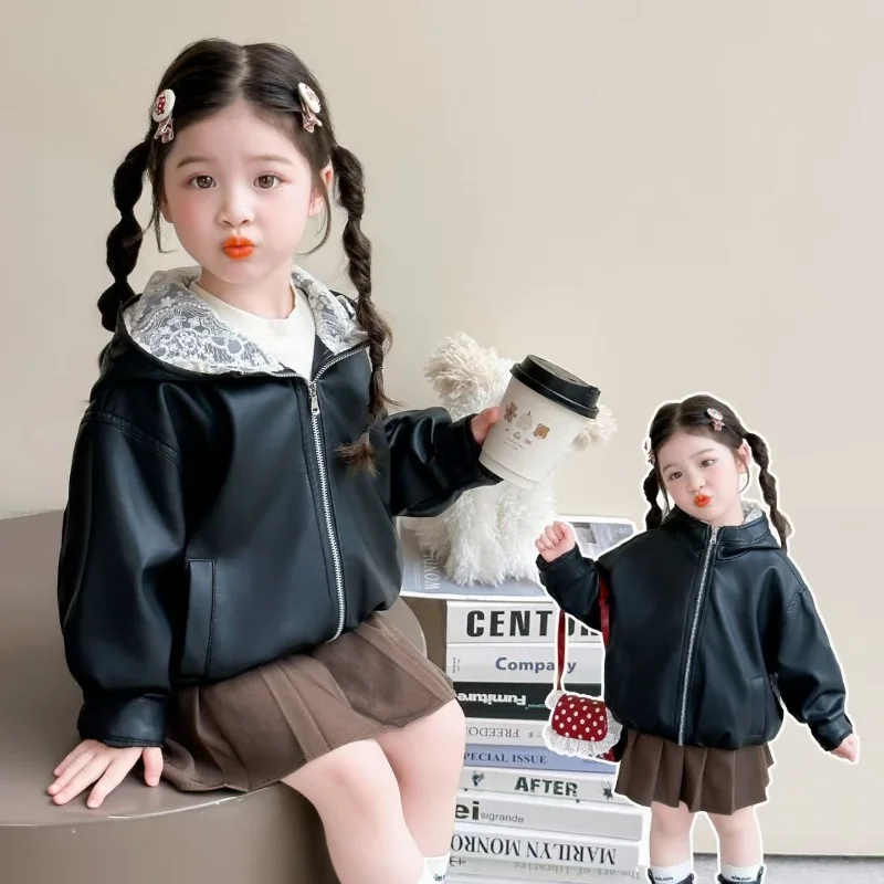 Girls' Lace Hooded Leather Jacket Autumn New Style Children's Fashionable Casual PU Jacket 90-140CM
Girls' Lace Hooded Leather Jacket Autumn New Style Children's Fashionable Casual PU Jacket 90-140CM
