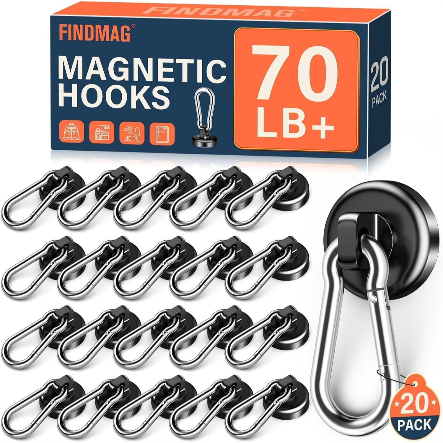 Magnetic Hooks With Swivel Carabiner Neodymium Hooks For Hanging 20 Pack Black
Magnetic Hooks With Swivel Carabiner Neodymium Hooks For Hanging 20 Pack Black