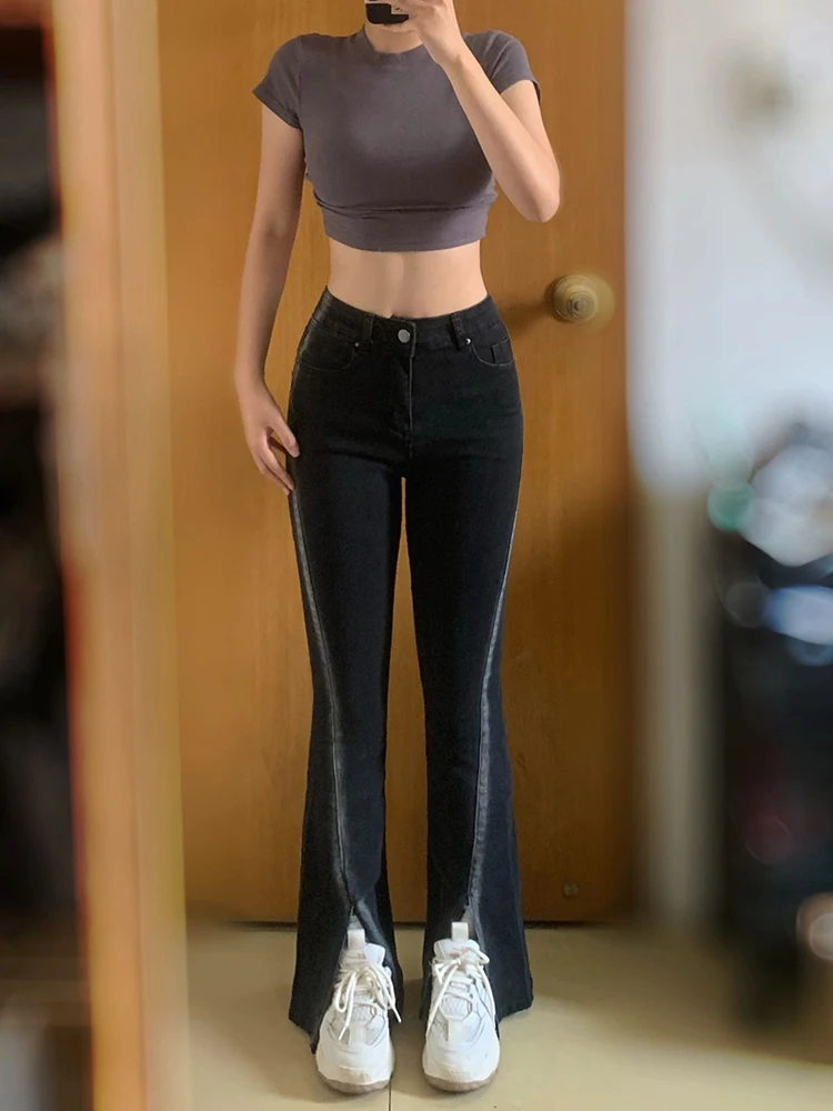 High Waist Flared Jeans Women's plus Size Black Split Design Slimming Autumn Winter Trendy Girls Wide Leg Pants
High Waist Flared Jeans Women's plus Size Black Split Design Slimming Autumn Winter Trendy Girls Wide Leg Pants