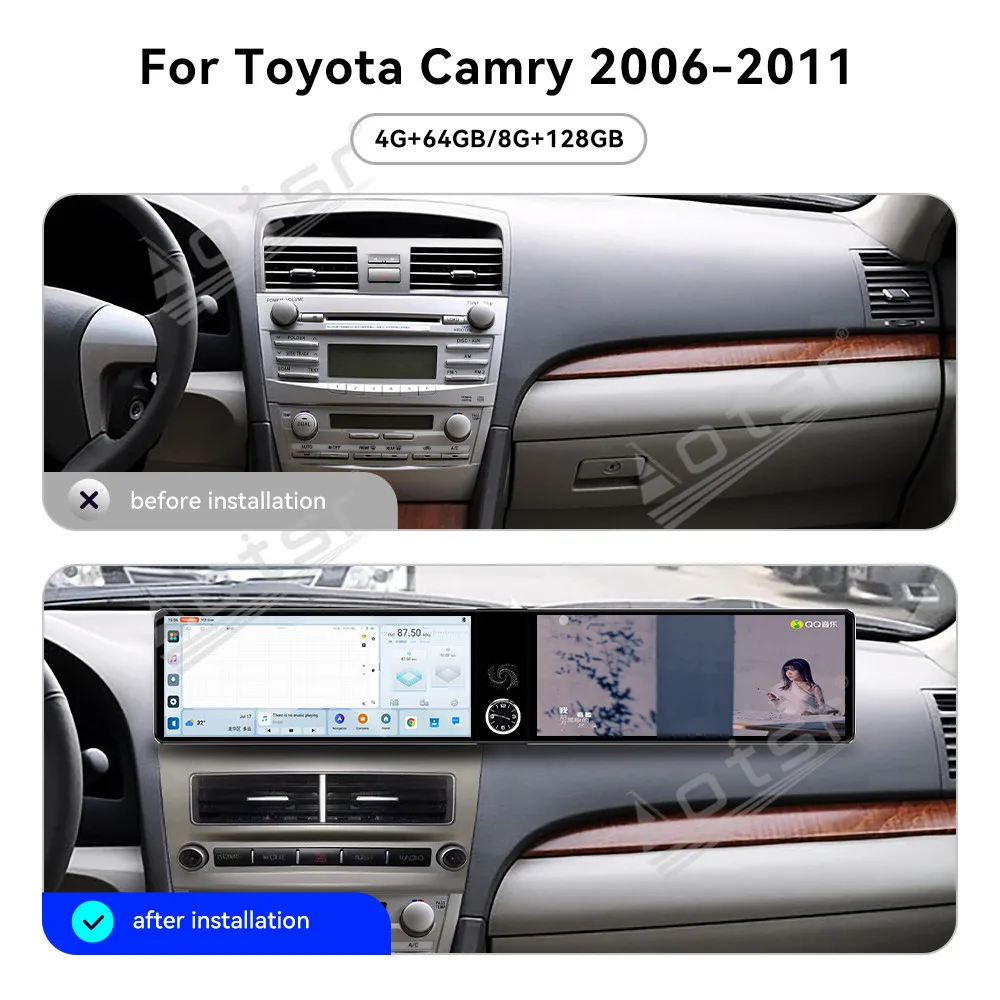 Dual Touch Screen 12.3'' Android 13 Plug & Play For Toyota Camry 2006-2011 GPS Navigation Multimedia Player Stereo Head Unit
Dual Touch Screen 12.3'' Android 13 Plug & Play For Toyota Camry 2006-2011 GPS Navigation Multimedia Player Stereo Head Unit