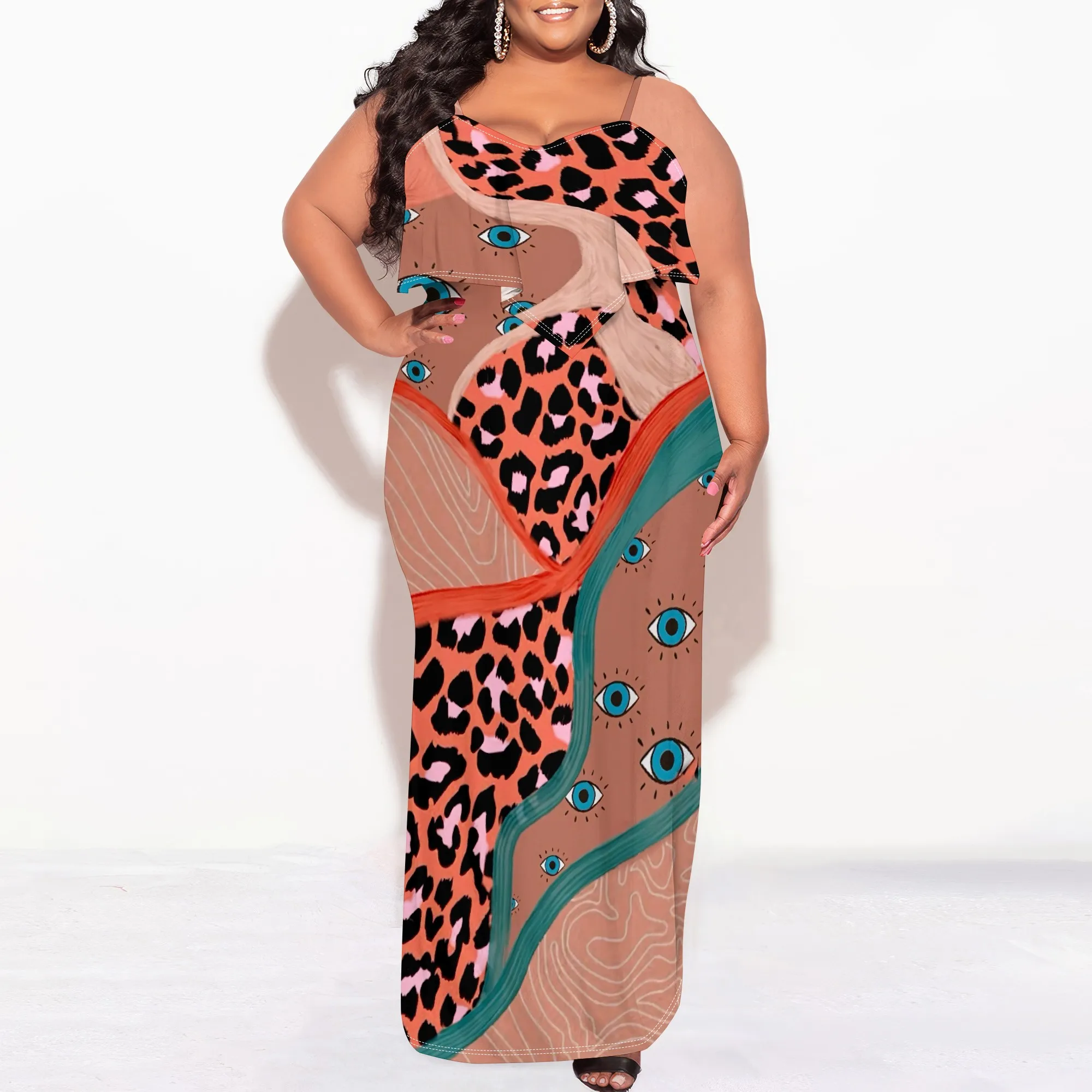 Plus Size Womens Sexy Casual Dresses for Curvy Women 3D Printed halterneck dress Short Sleeve Loose Maxi Dress
Plus Size Womens Sexy Casual Dresses for Curvy Women 3D Printed halterneck dress Short Sleeve Loose Maxi Dress