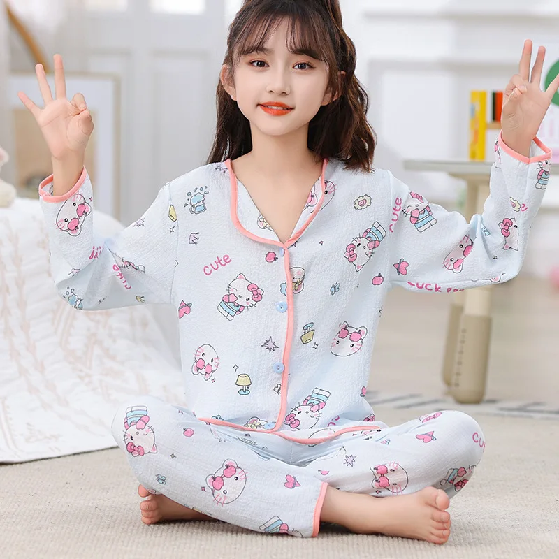 Sanrio Kawaii Hello Kitty Summer Girls Bubble Cotton Cardigan Pajamas My Melody Long Sleeve Cute Princess Clothes Gift for Kids
Sanrio Kawaii Hello Kitty Summer Girls Bubble Cotton Cardigan Pajamas My Melody Long Sleeve Cute Princess Clothes Gift for Kids