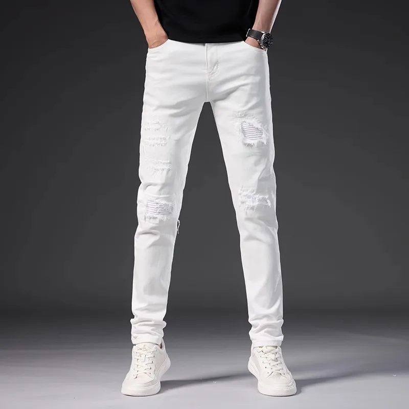 Y2k Fashion New Jeans Scratch Washed Nostalgic Perforation Patch Elastic Slimming White Men's Jeans Designer Retro Pants Hombre
Y2k Fashion New Jeans Scratch Washed Nostalgic Perforation Patch Elastic Slimming White Men's Jeans Designer Retro Pants Hombre