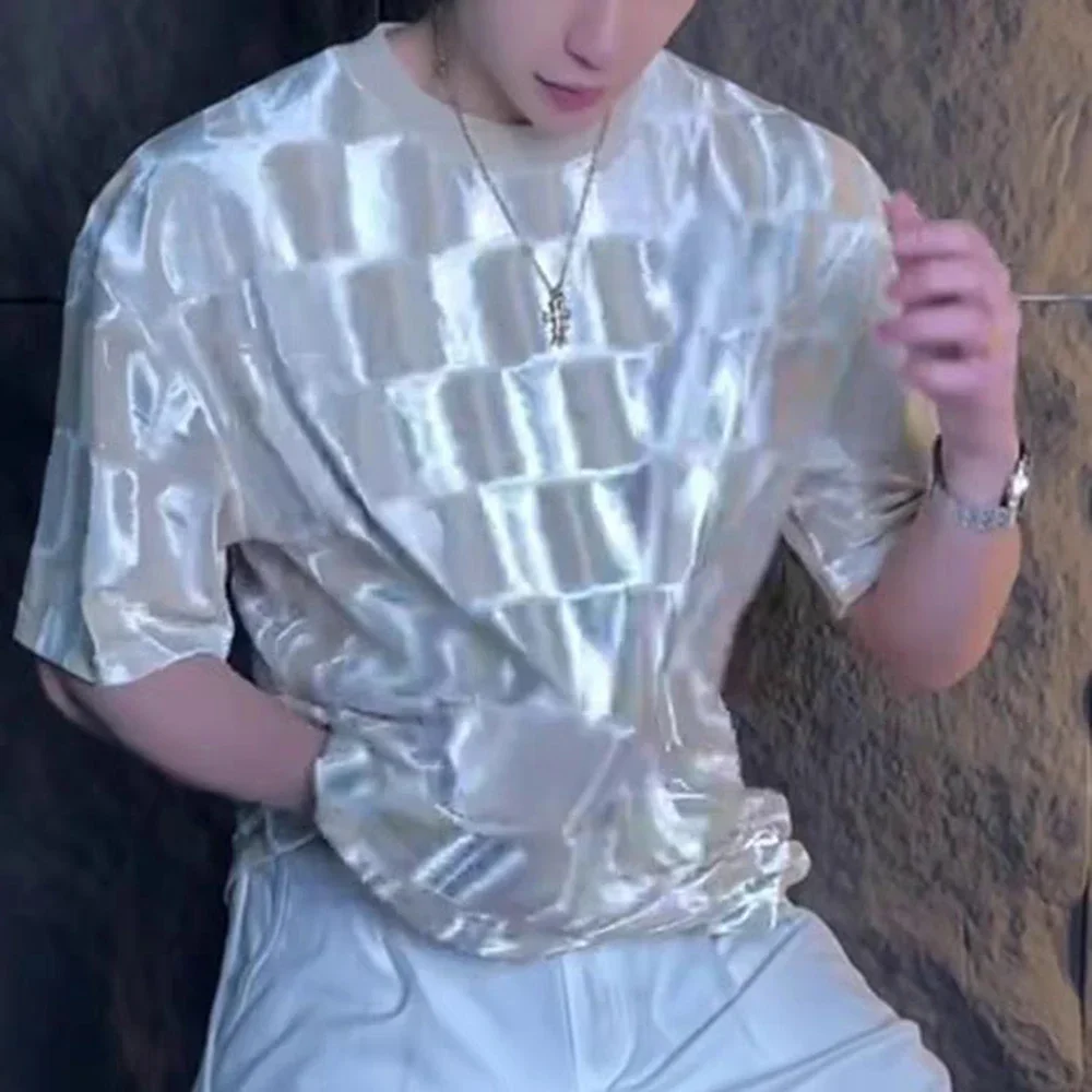 Mens T-Shirt Irregular Shiny Ballroom T-Shirt Summer Streetwear Fashion Nightclub Stage Performance Short-Sleeve Top Men'S Wear
Mens T-Shirt Irregular Shiny Ballroom T-Shirt Summer Streetwear Fashion Nightclub Stage Performance Short-Sleeve Top Men'S Wear