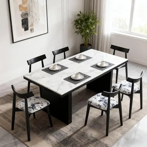 Mid - Century Modern Dining Chairs Set of 2, Stylish Curved Back Dining Chairs with Upholstered Seat, Sturdy Black Wooden Frame,