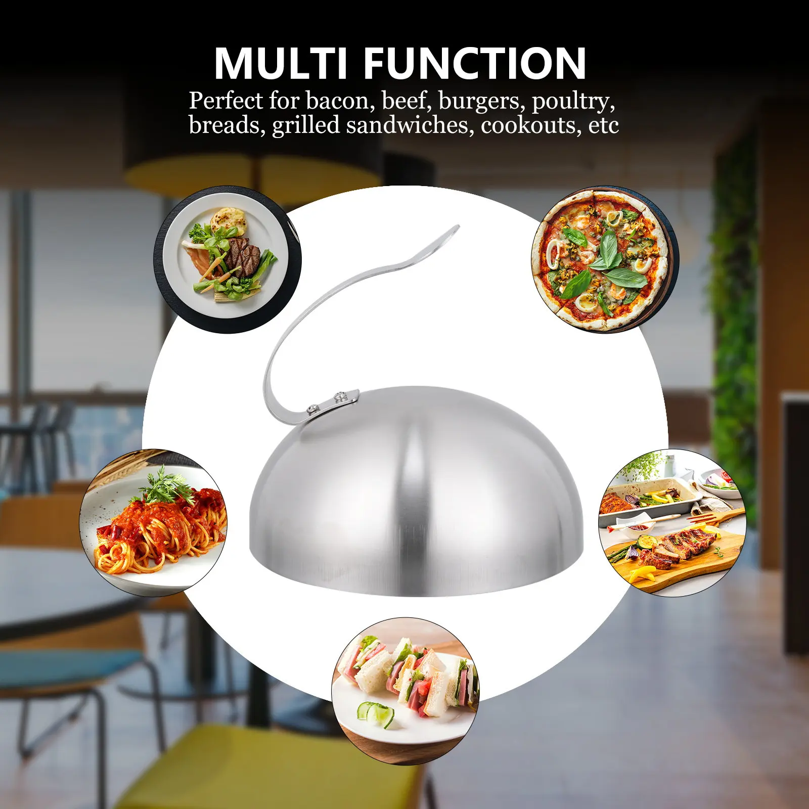 1Pcs Stainless Steel Oil-Proof Dish Cover Restaurant Cloche Steak Bread Dessert Serving Food Cover Restaurant Cloche
1Pcs Stainless Steel Oil-Proof Dish Cover Restaurant Cloche Steak Bread Dessert Serving Food Cover Restaurant Cloche