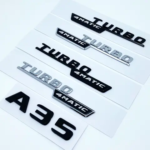 2017 Silver Black Letters A35 Turbo 4matic Emblem for Benz Car Fender Trunk Rear W176 W177 Logo Sticker