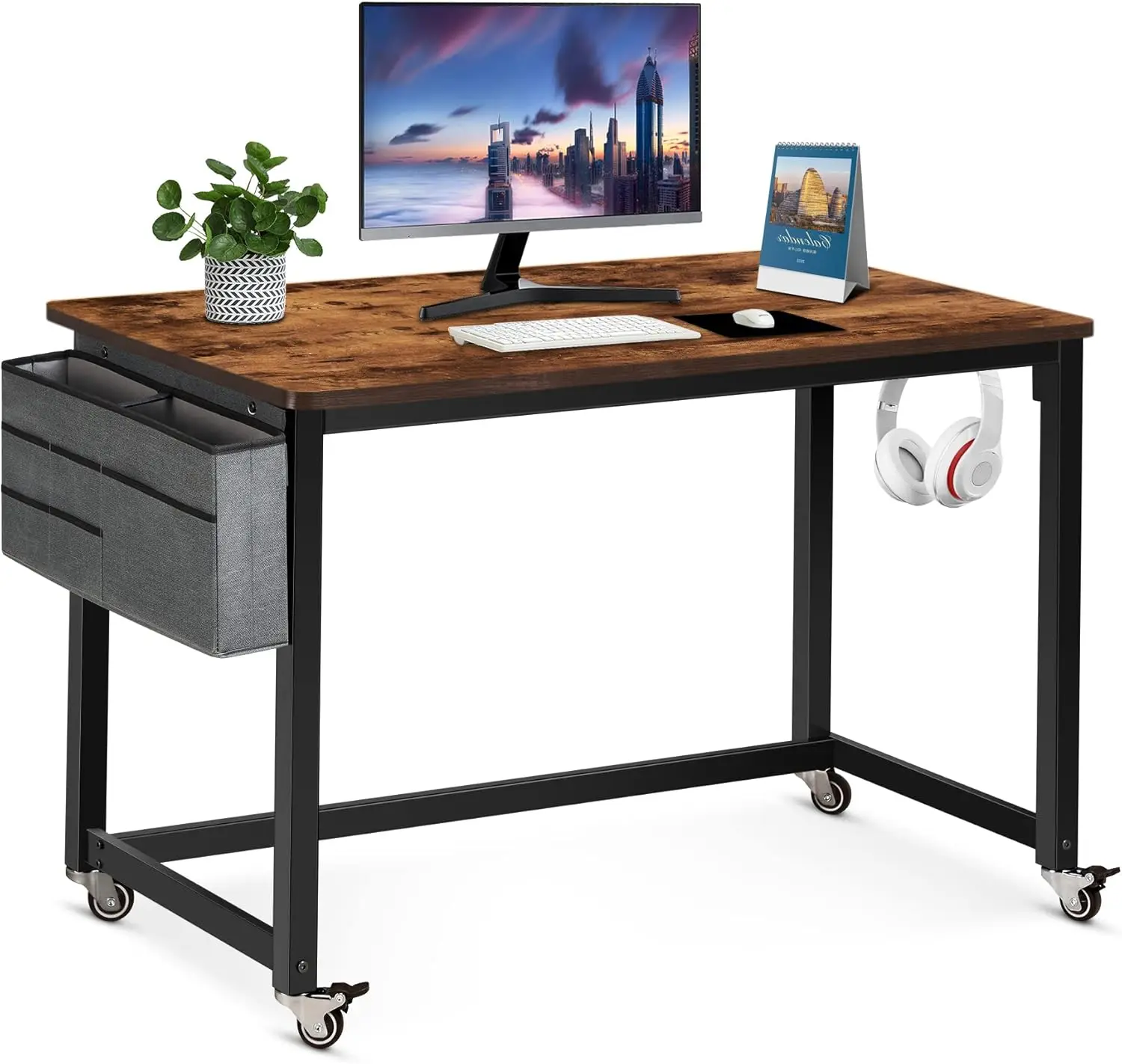 Rolling Computer Desk with 4 Smooth Wheels, Mobile Writing Desk Study Table Workstation with Metal Frame for Home Office (39")
Rolling Computer Desk with 4 Smooth Wheels, Mobile Writing Desk Study Table Workstation with Metal Frame for Home Office (39")