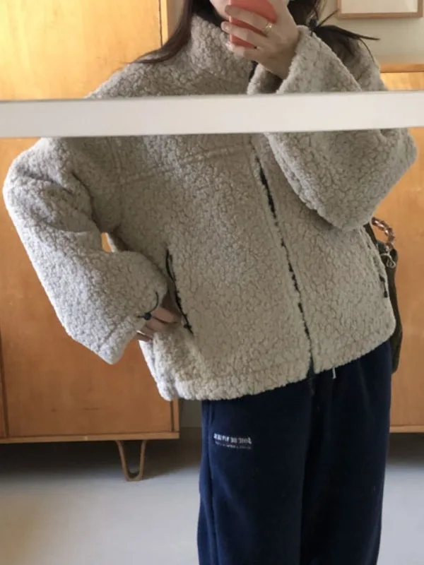 Korean Sle Loose Fit Stand Collar Zipper Lamb Fur Jaet Women's Winter Faionable Plu Outerwear Casual Daily Top
Korean Sle Loose Fit Stand Collar Zipper Lamb Fur Jaet Women's Winter Faionable Plu Outerwear Casual Daily Top