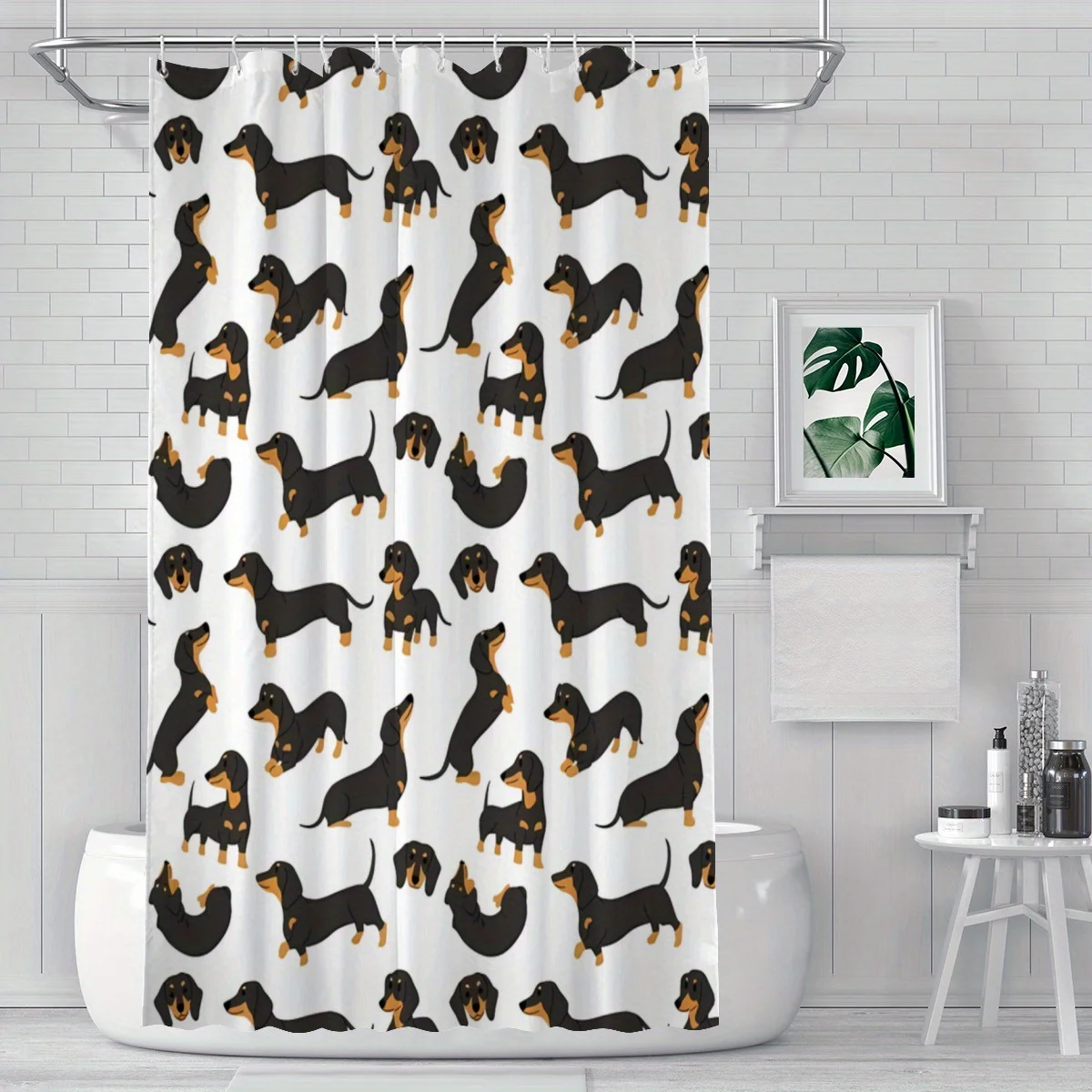 Dachshund Pattern Shower Curtain Black Tan White Modern Bathroom Decor Repeating Dog Illustration 180x180cm
Dachshund Pattern Shower Curtain Black Tan White Modern Bathroom Decor Repeating Dog Illustration 180x180cm