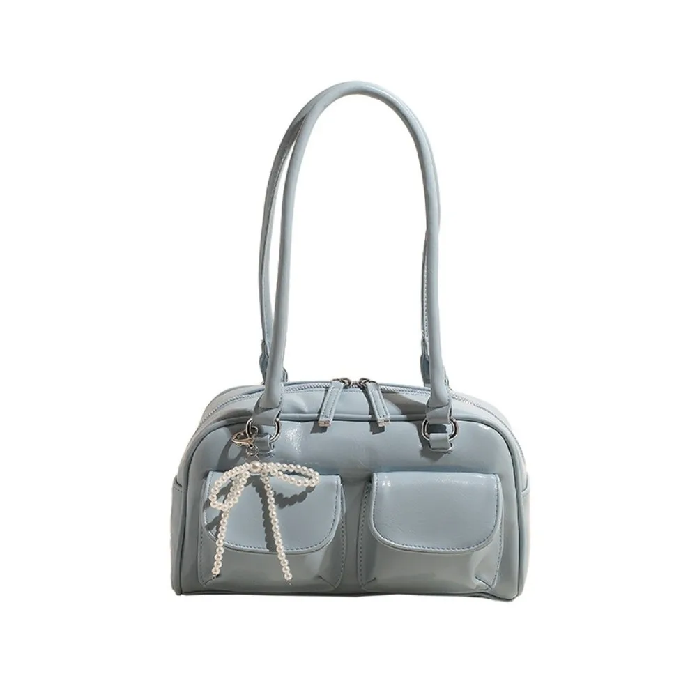 Korean Style PU Bowling Bag Solid Color Handbag Pocket Boston Tote Bag French Style Minority Design Underarm Bag Travel
Korean Style PU Bowling Bag Solid Color Handbag Pocket Boston Tote Bag French Style Minority Design Underarm Bag Travel