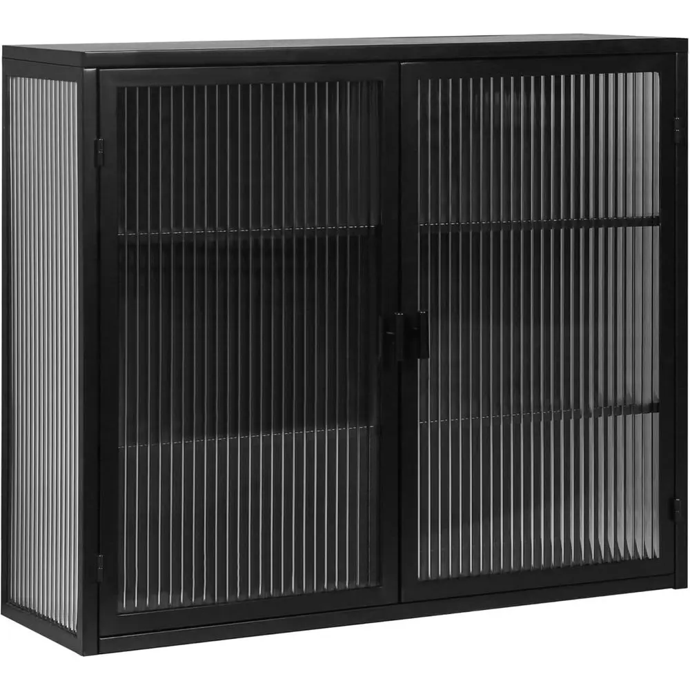 Two-Door Wall Cabinet, Tempered Glass, 3-Tier Storage, 27.56, Black
Two-Door Wall Cabinet, Tempered Glass, 3-Tier Storage, 27.56, Black