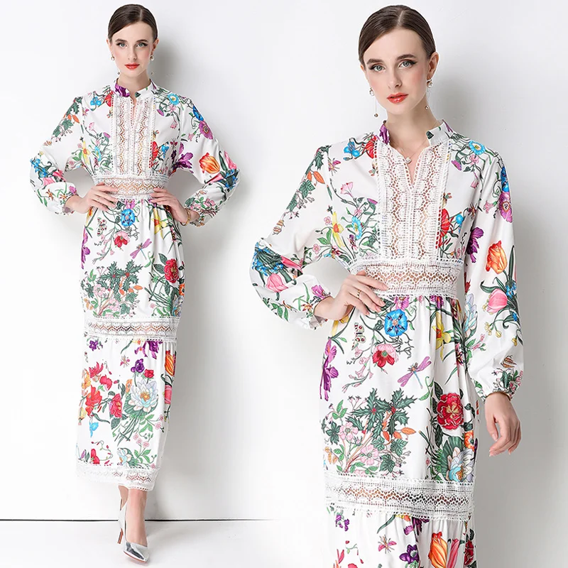 2026 New Floral Print Lace Patchwork Maxi Dress Women Elegant V Neck Long Sleeve White Casual Party Long Dresses Bohemian Robe
2026 New Floral Print Lace Patchwork Maxi Dress Women Elegant V Neck Long Sleeve White Casual Party Long Dresses Bohemian Robe