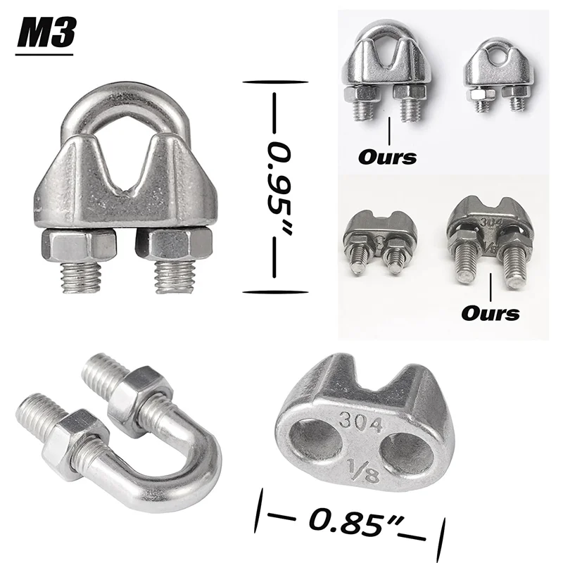 PA-4-Pcs Turnbuckle/Tension(Eye&Hook, M6), 16-Pcs 1/8 Inch Wire Rope Cable Clip/Clamp(M3), 8-Pcs Thimble(M3)
PA-4-Pcs Turnbuckle/Tension(Eye&Hook, M6), 16-Pcs 1/8 Inch Wire Rope Cable Clip/Clamp(M3), 8-Pcs Thimble(M3)