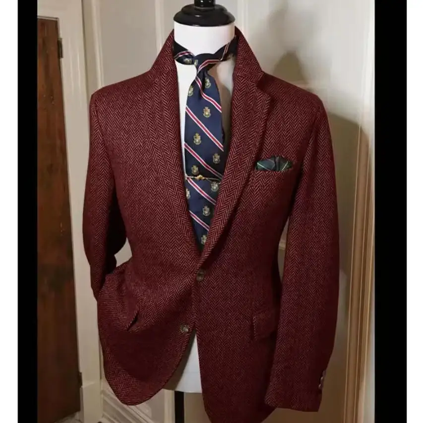 Only Men's Herringbone Blazer 1PCS Coat with Pocket Square Vintage British Slim Fit Suit Jacket Wool Blend Formal Wedding Casual
Only Men's Herringbone Blazer 1PCS Coat with Pocket Square Vintage British Slim Fit Suit Jacket Wool Blend Formal Wedding Casual