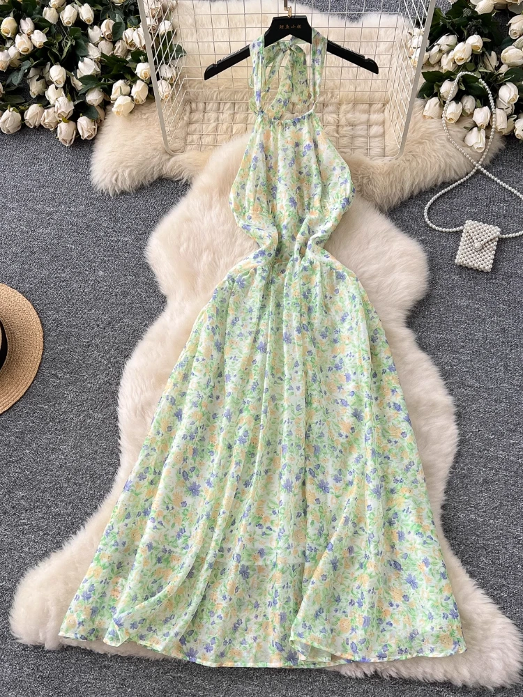 French Elegant Beach Vacation Slim Evening Dress Women Backless Print Halter Party Dress Female Fashion Casual Design Clothing
French Elegant Beach Vacation Slim Evening Dress Women Backless Print Halter Party Dress Female Fashion Casual Design Clothing