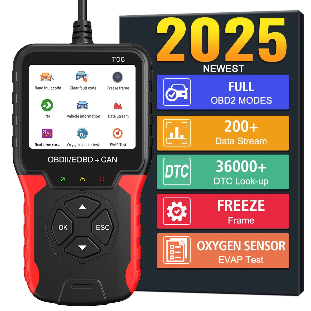 Сканер OBD2, автомобильные аксессуары, тестер батареи, многоязычная поддержка T06, считыватель кодов, проверка системы двигателя, диагностический инструмент для автомобиля 
Сканер OBD2, автомобильные аксессуары, тестер батареи, многоязычная поддержка T06, считыватель кодов, проверка системы двигателя, диагностический инструмент для автомобиля