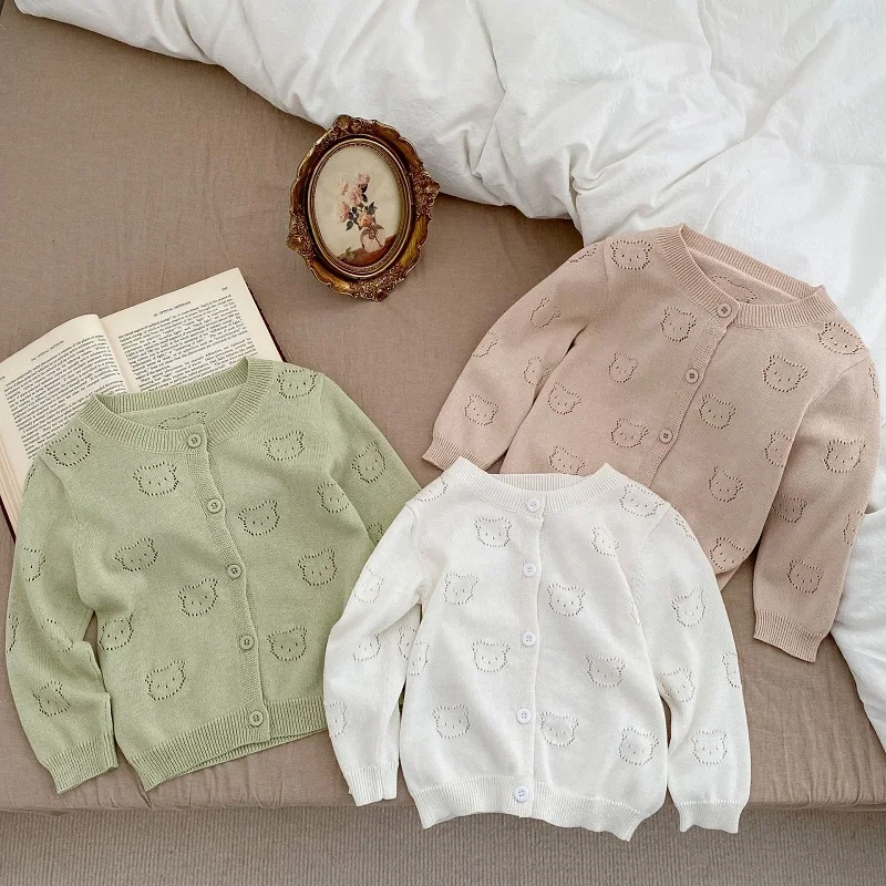Cute Baby Girl Knitwear Cardigan 0-3Years Newborn Kids Boy Solid Color Long Sleeve Cartoon Bear Sweater Thin Sunscreen Clothes
Cute Baby Girl Knitwear Cardigan 0-3Years Newborn Kids Boy Solid Color Long Sleeve Cartoon Bear Sweater Thin Sunscreen Clothes
