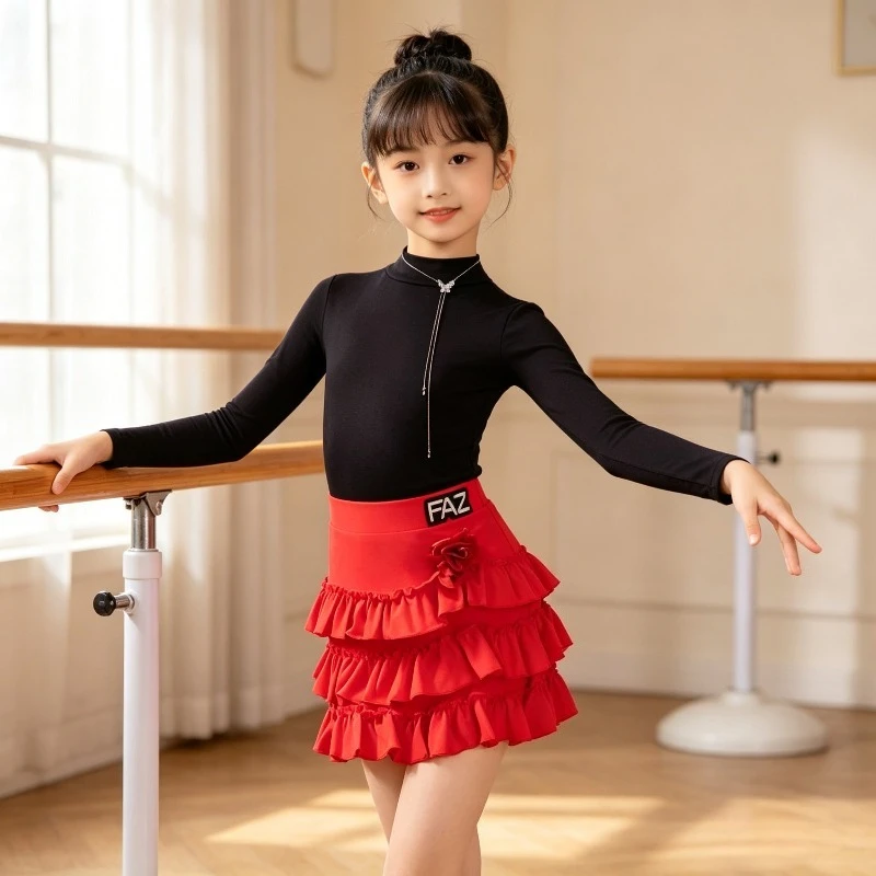 Girls Long Sleeve Latin Dance Competition Dress New Arrival Tiered Cake Skirt Ballroom Dance Performance Stage Costume For Kids
Girls Long Sleeve Latin Dance Competition Dress New Arrival Tiered Cake Skirt Ballroom Dance Performance Stage Costume For Kids