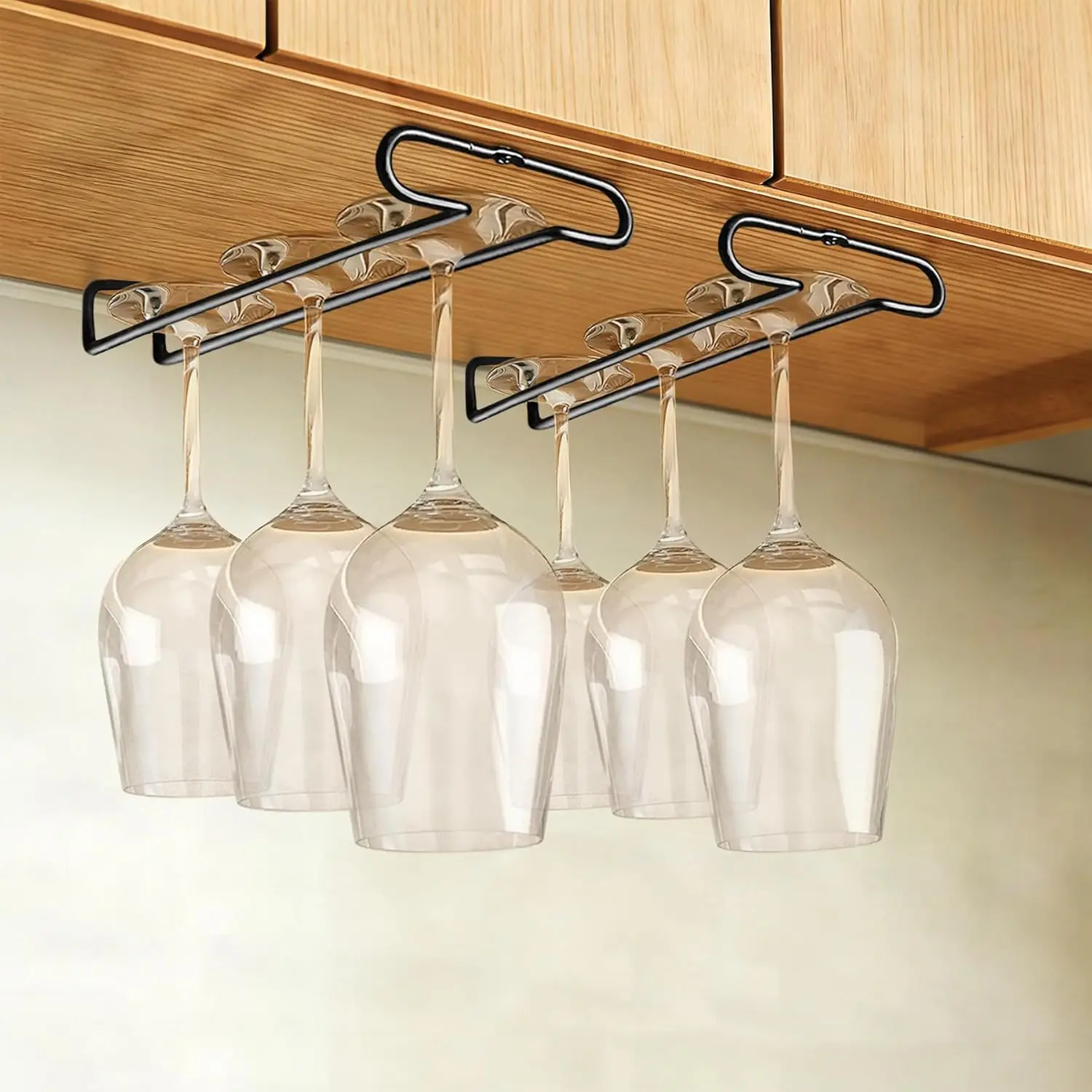 10-Inch Under Cabinet Stemware Rack, Set of 2 Black Glass Holders for Kitchen and Bar Storage
10-Inch Under Cabinet Stemware Rack, Set of 2 Black Glass Holders for Kitchen and Bar Storage