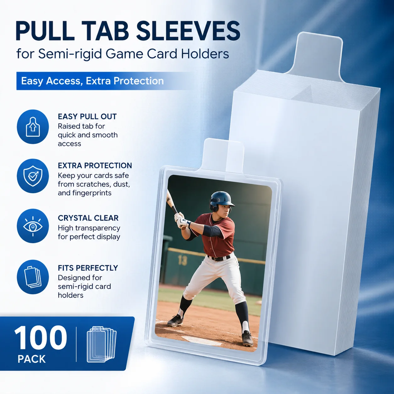 Pull Tab Sleeves for Semi-rigid Game Card Holders Easy Take Out for Trading Cards Professional Card Saver for Grading Submission
Pull Tab Sleeves for Semi-rigid Game Card Holders Easy Take Out for Trading Cards Professional Card Saver for Grading Submission